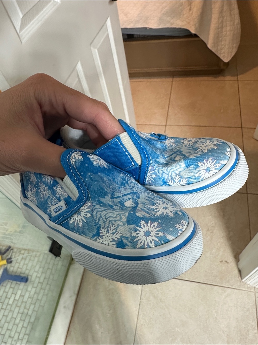 Vans Kids Blue Snowflake Slip-On Sneakers